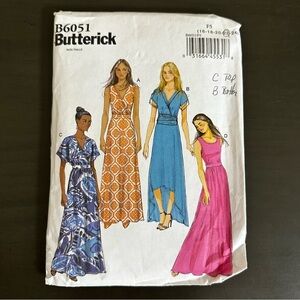 Butterick Sewing Pattern Maxi Short Sleeve High Low Dress Four Styles Size Talle